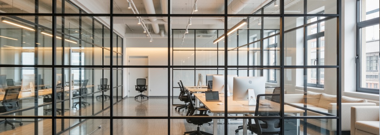 專業師傅正在安裝彰化玻璃隔間